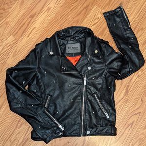Faux Leather Star Studded Moto Jacket